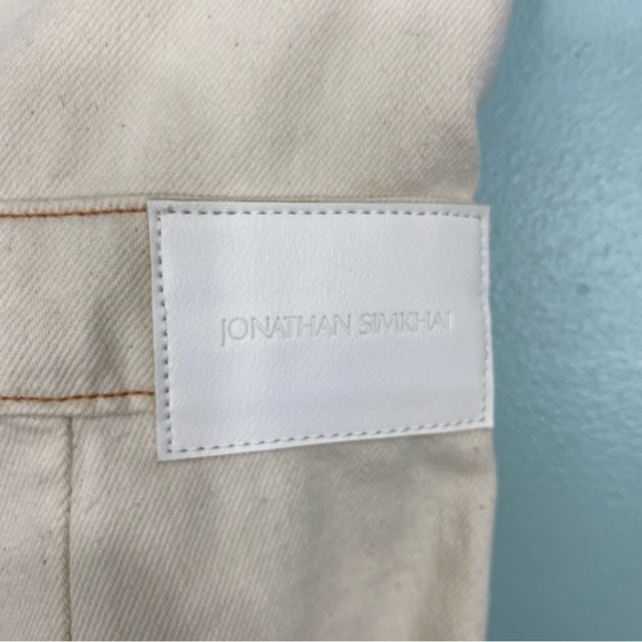Jonathan Simkhai Neutral Ivory Tie Front Jeans Henley Tie Waist Straight Sz‎ 26 - Picture 8 of 9